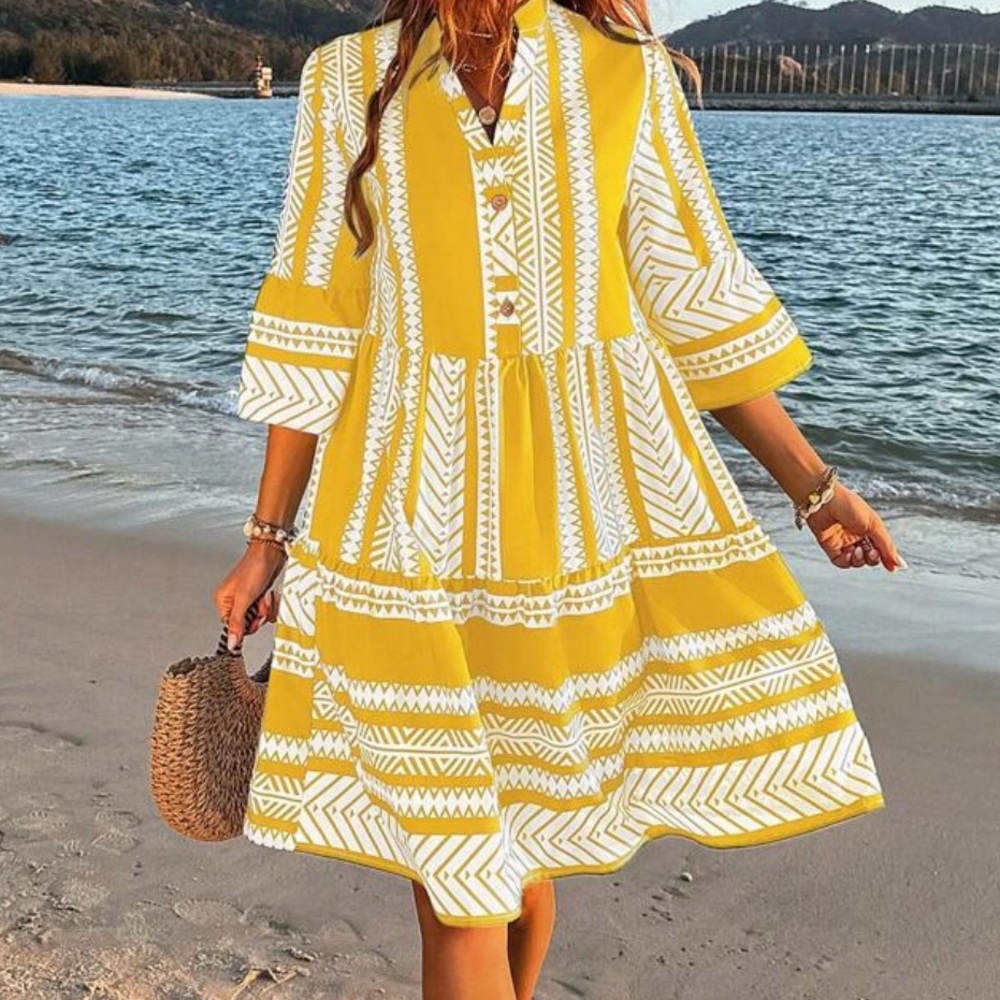 Orange and White patterned sundress
